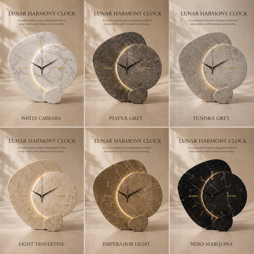 Lunar Harmony Sculptural Marble Clock