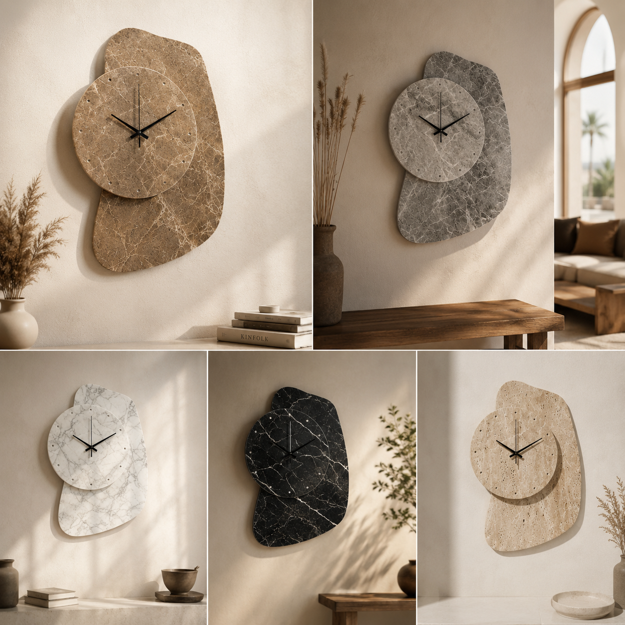 Eclipse Sculptural Marble Wall Clock