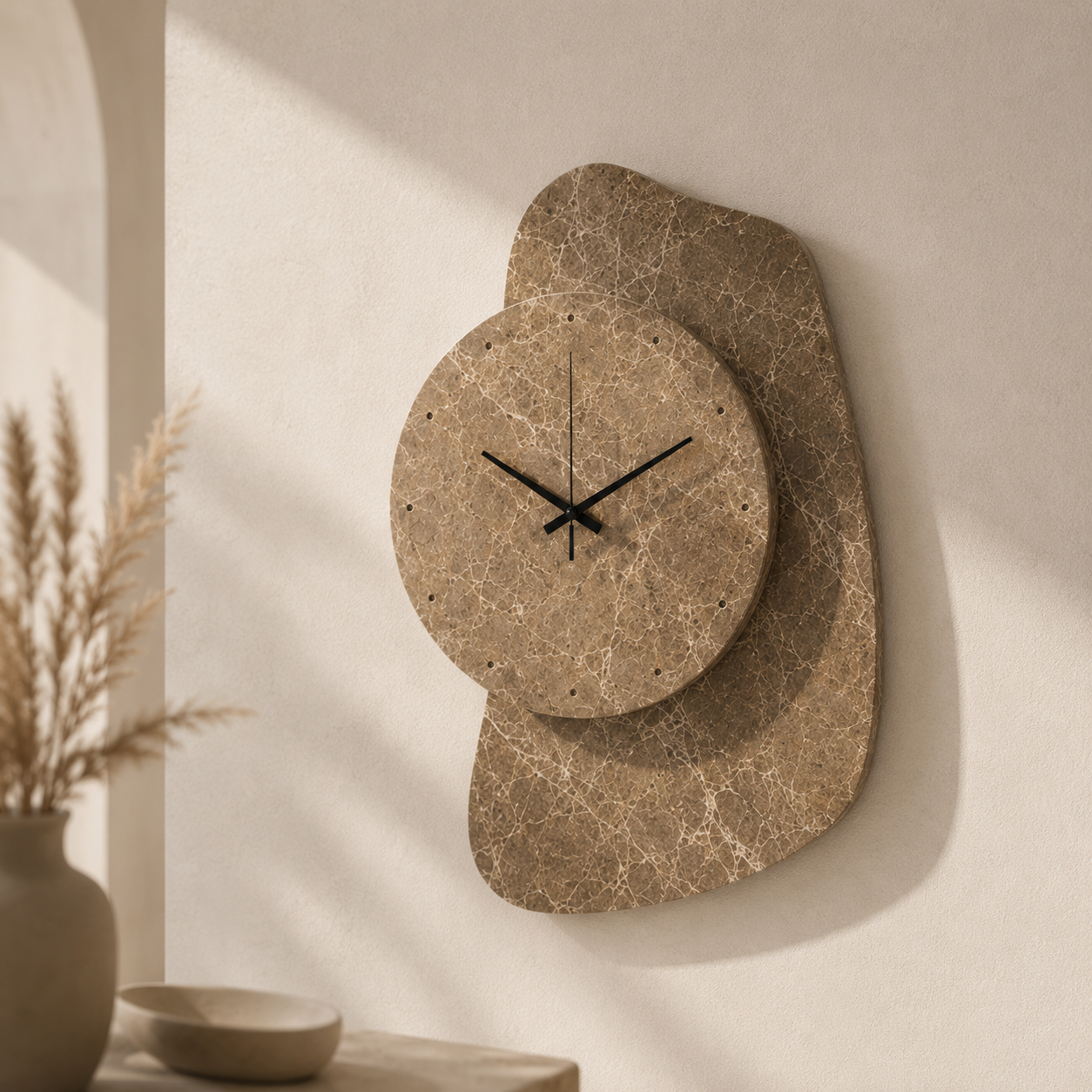 Eclipse Sculptural Marble Wall Clock