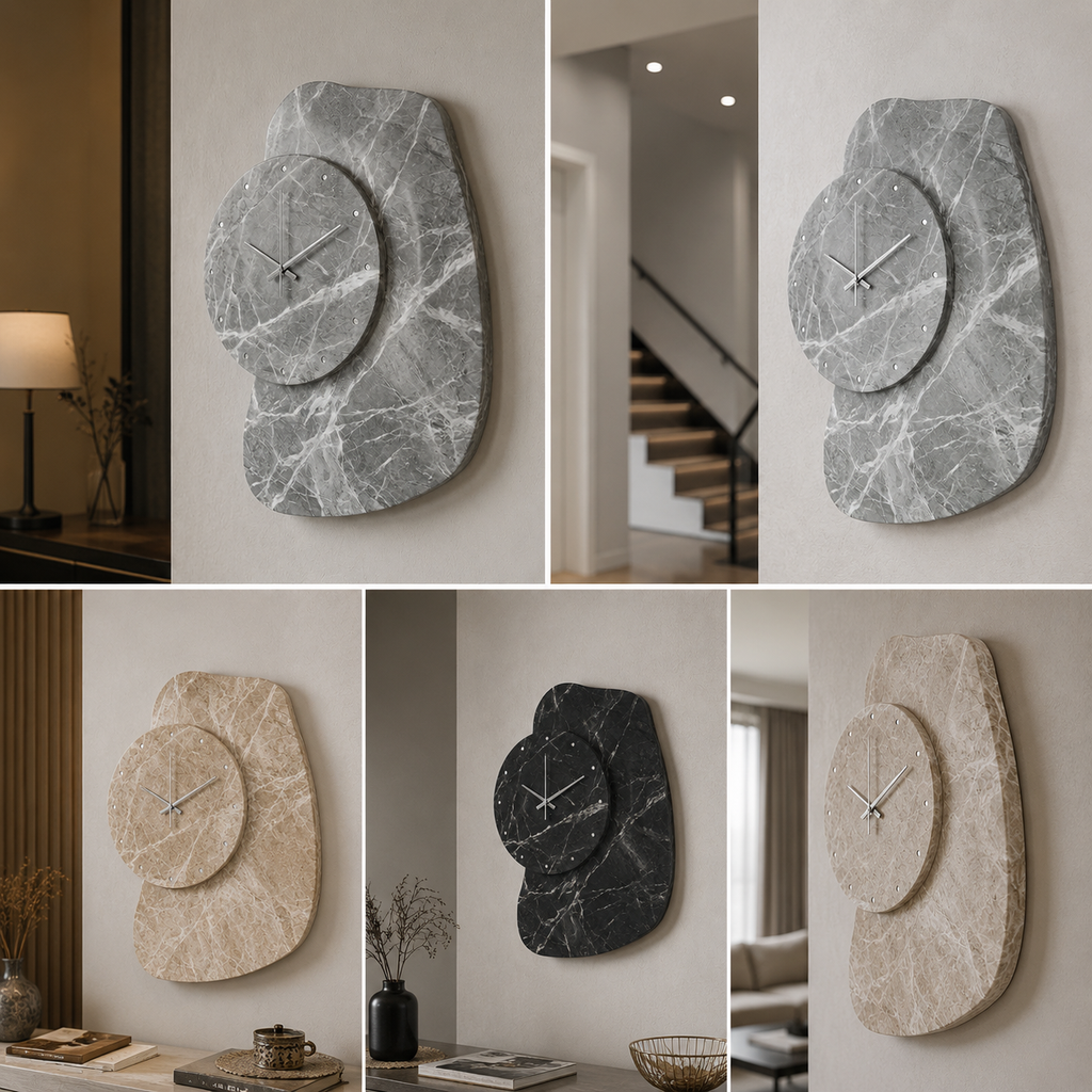 Eclipse Sculptural Marble Wall Clock