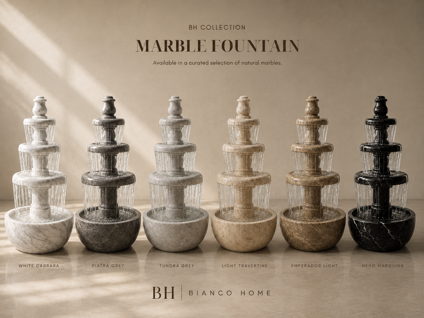 The Monolith Tiered White Marble Fountain