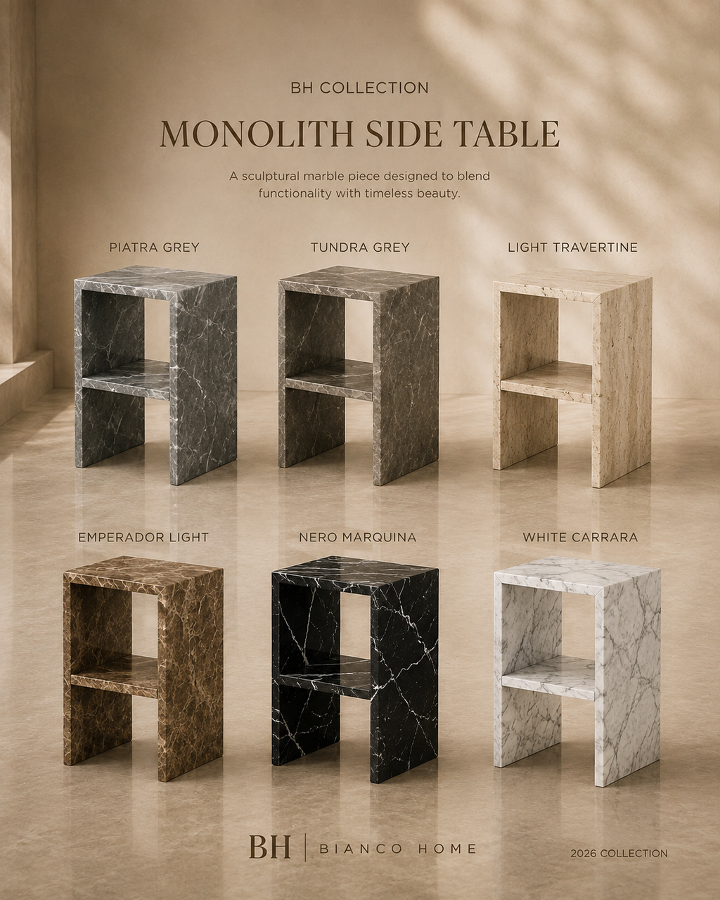 Monolith Luxury Marble Side Table