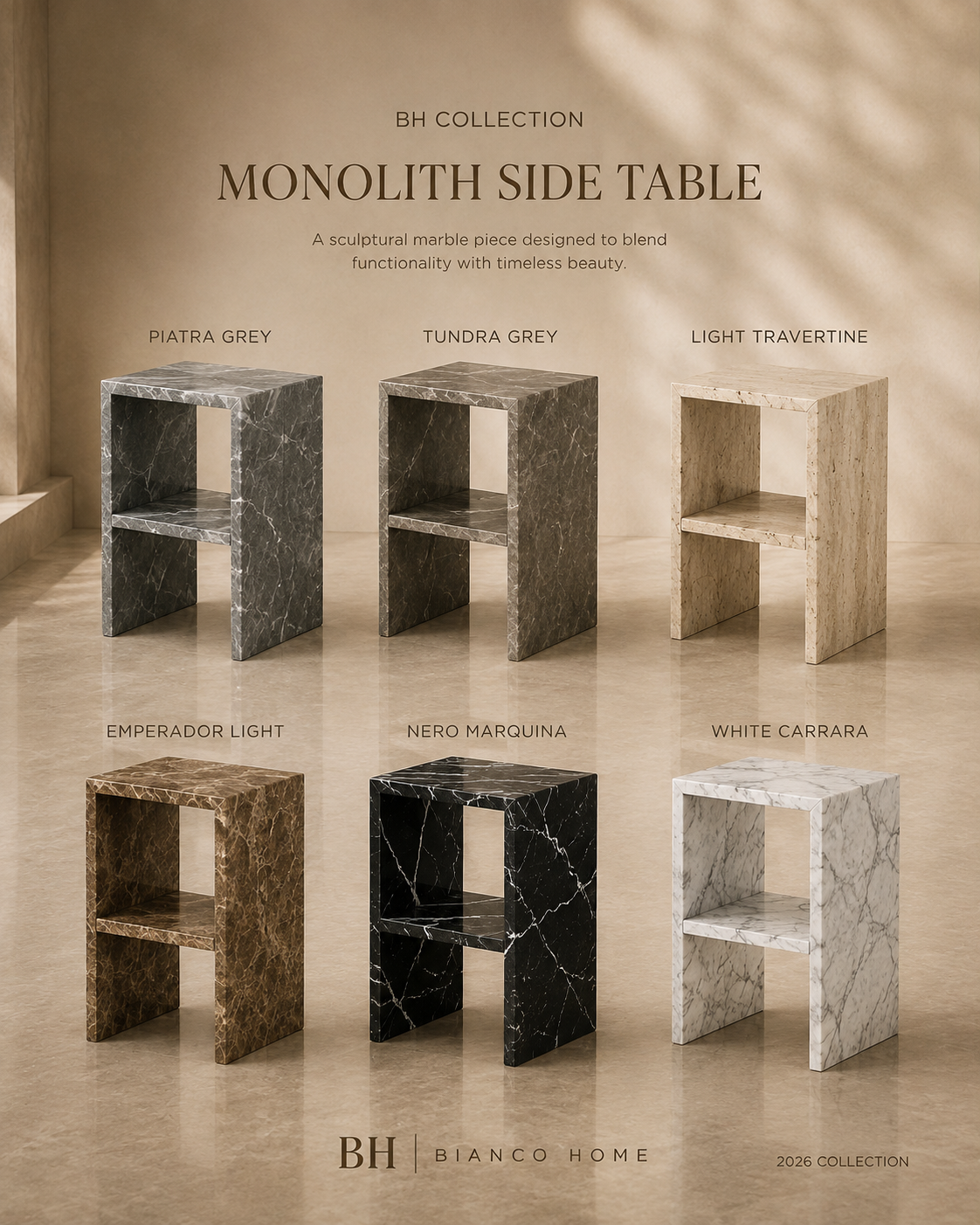 Monolith Luxury Marble Side Table