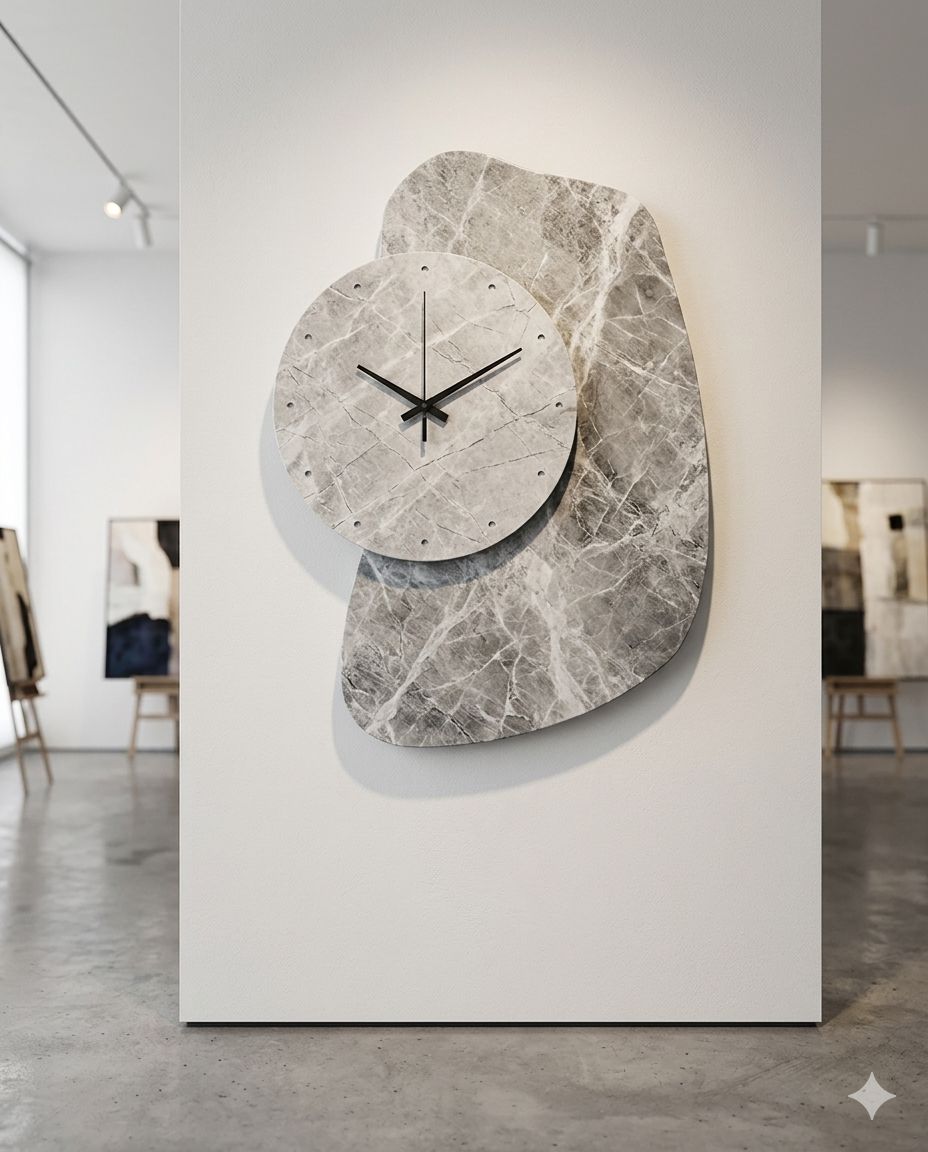 Eclipse Sculptural Marble Wall Clock