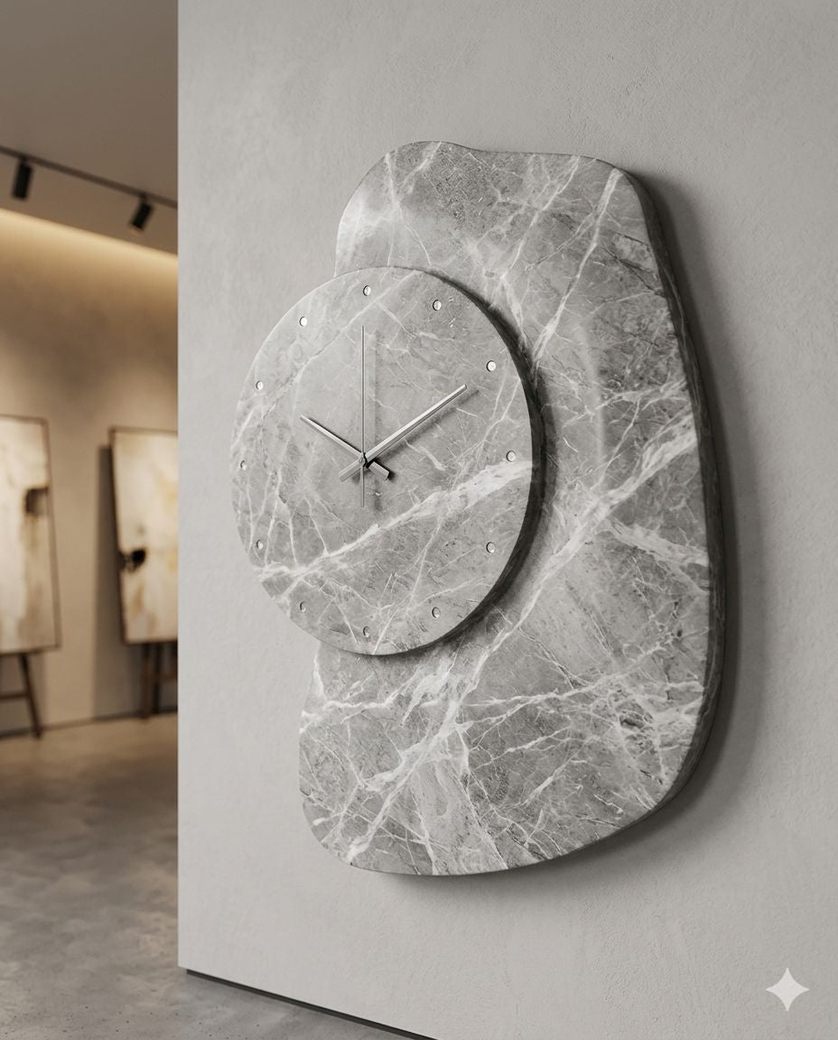 Eclipse Sculptural Marble Wall Clock