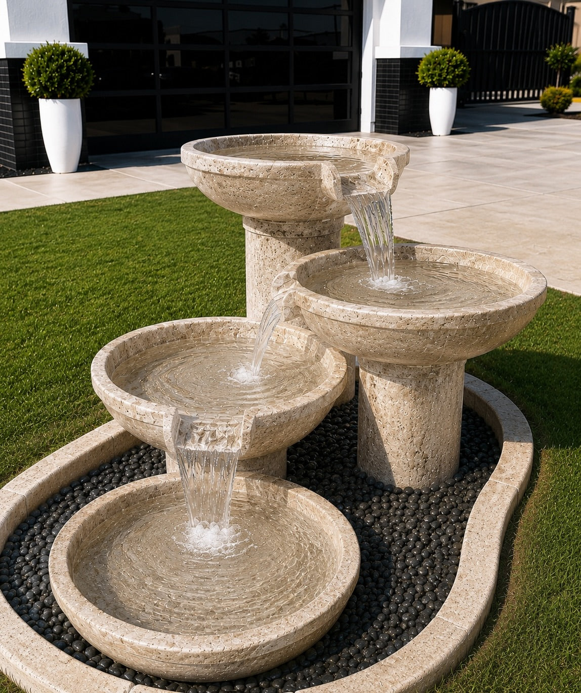Emerald Oasis 4-Tier Marble Fountain