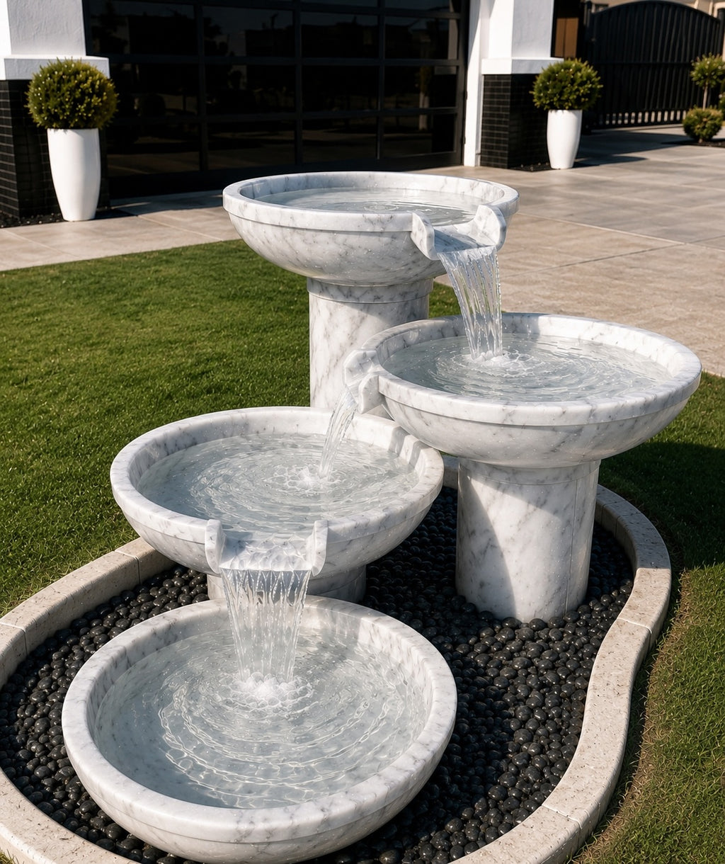Emerald Oasis 4-Tier Marble Fountain