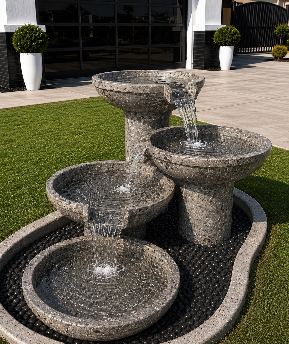 Emerald Oasis 4-Tier Marble Fountain