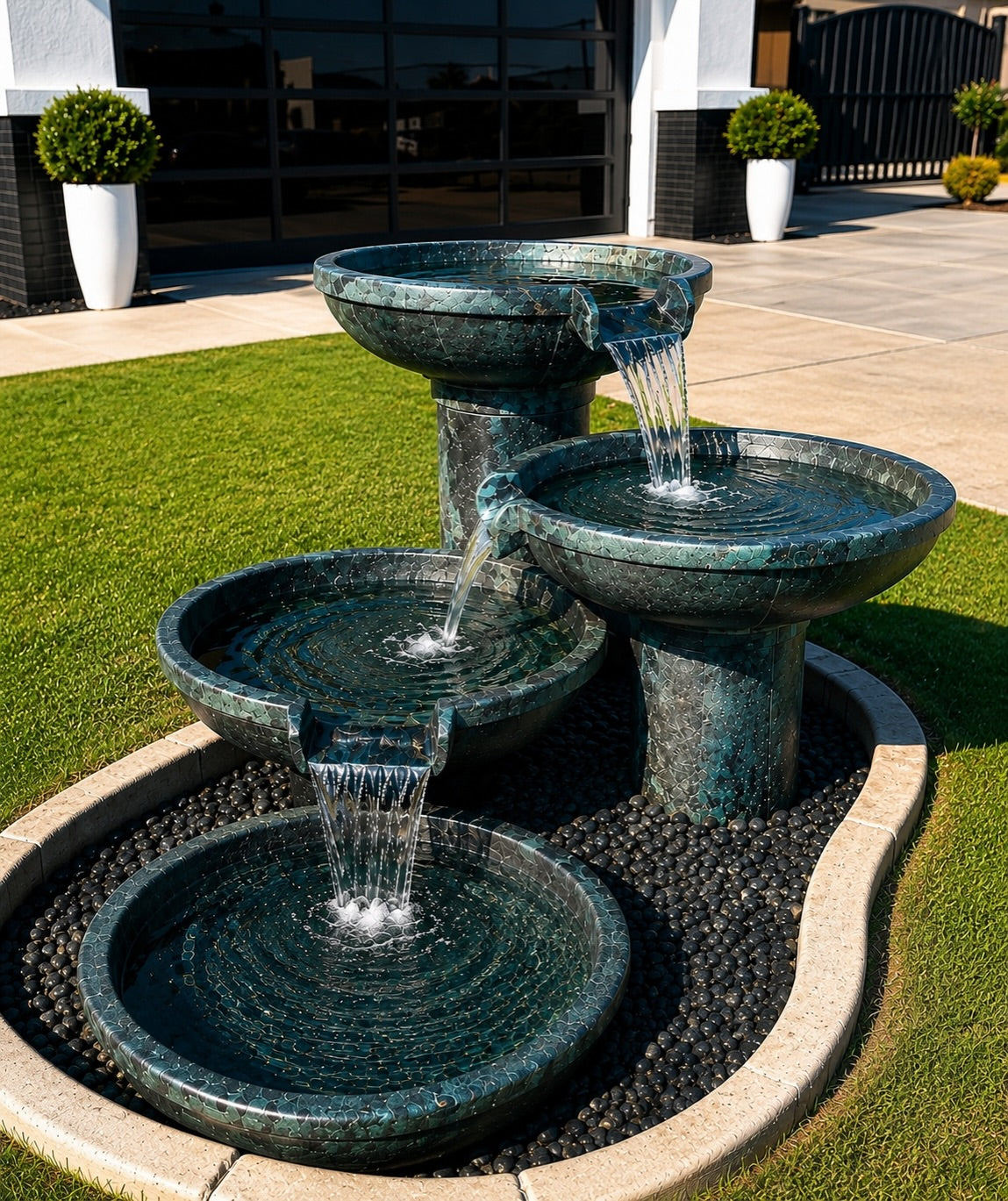 Emerald Oasis 4-Tier Marble Fountain