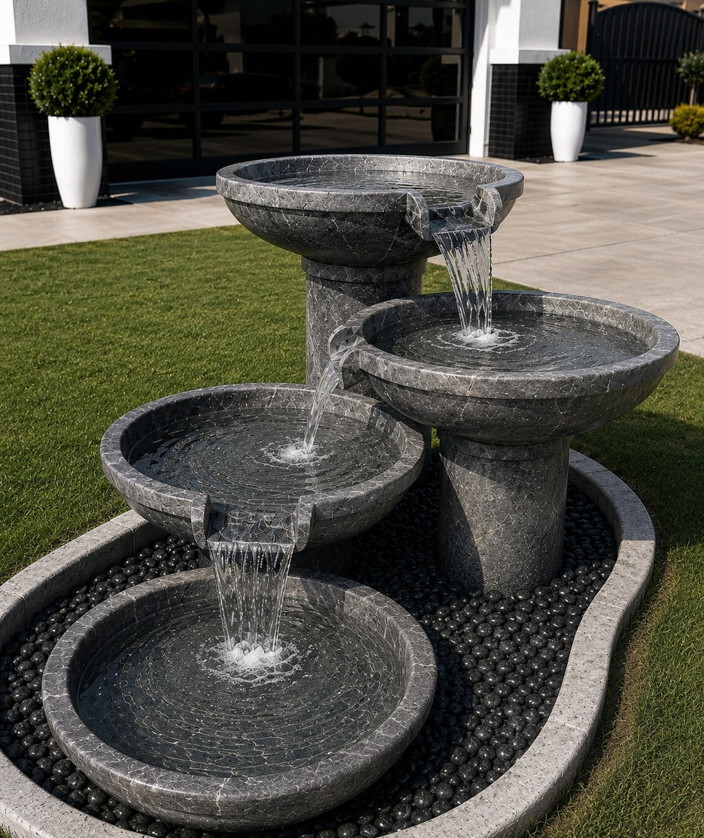 Emerald Oasis 4-Tier Marble Fountain