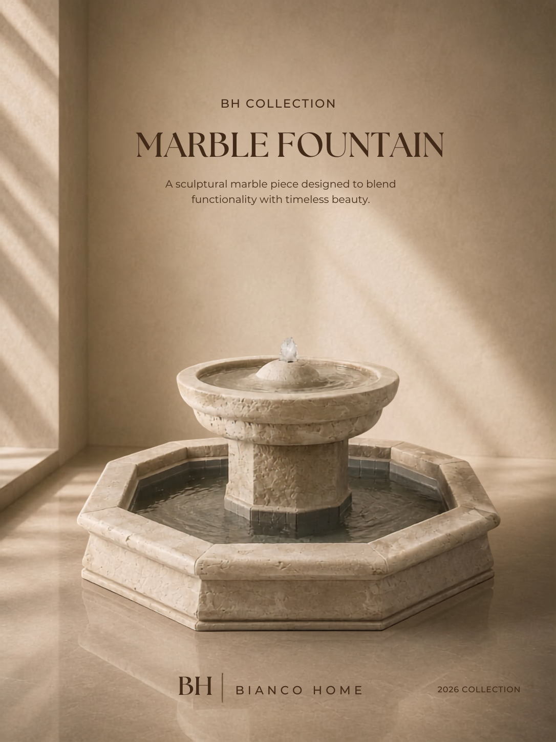 The Monolith Octagonal Marble Fountain