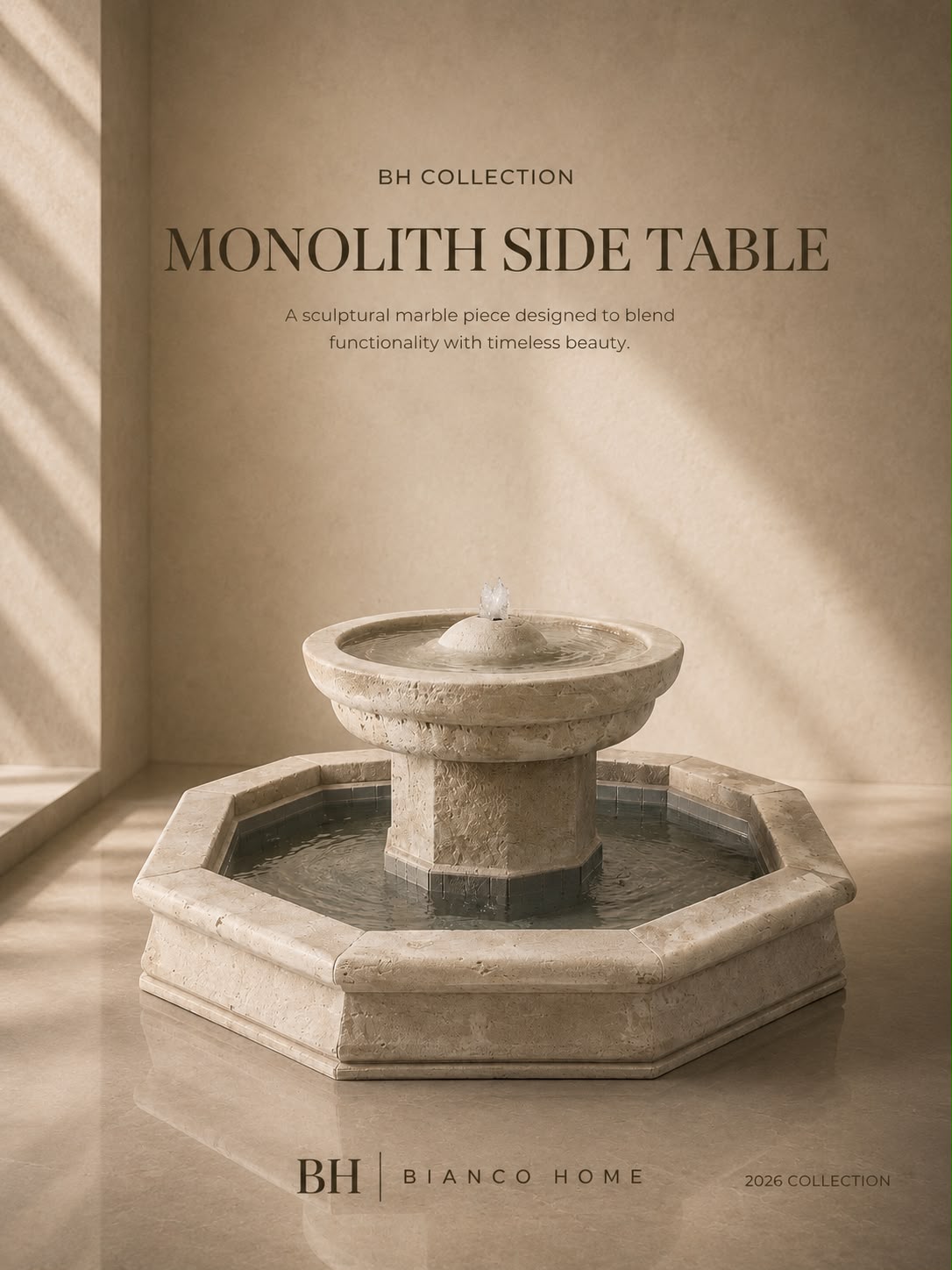 The Monolith Octagonal Marble Fountain